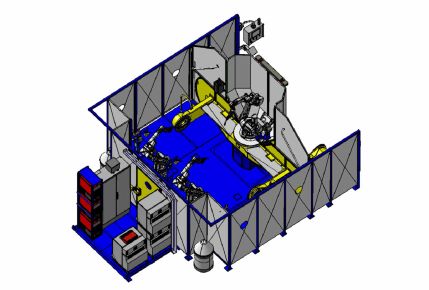 Cellule 3 robots 3 axes Visuel 3D
